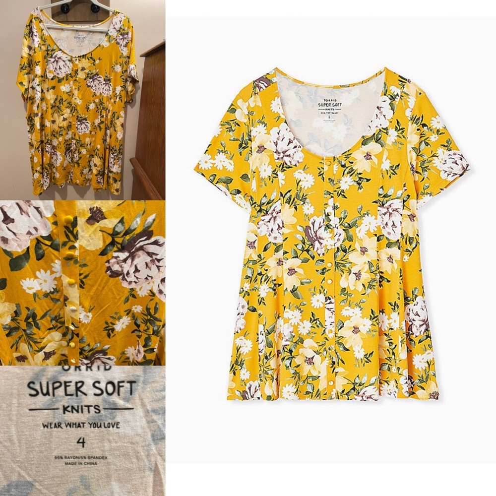 Torrid fit and flare floral shirt